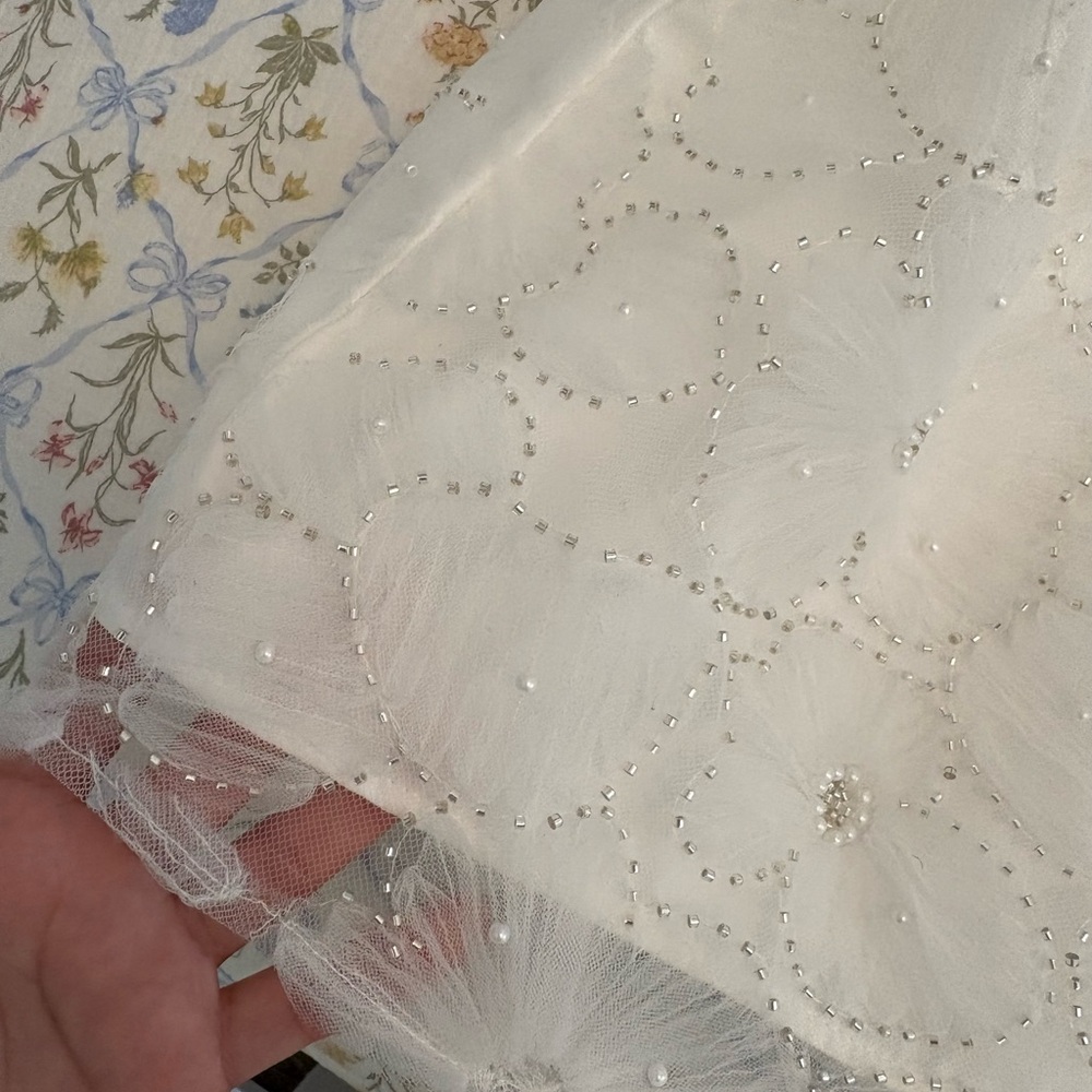 Sam Edelman Strapless White Floral Beaded Cocktail Dress - Picture 4 of 8